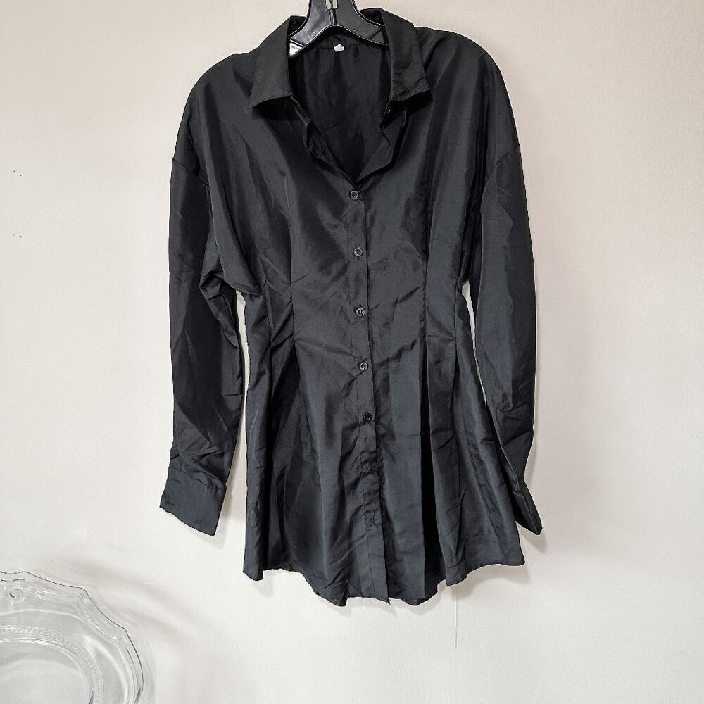 Brand New Black Pleated Corset Style Shirt Dress Size S - Picture 5 of 10